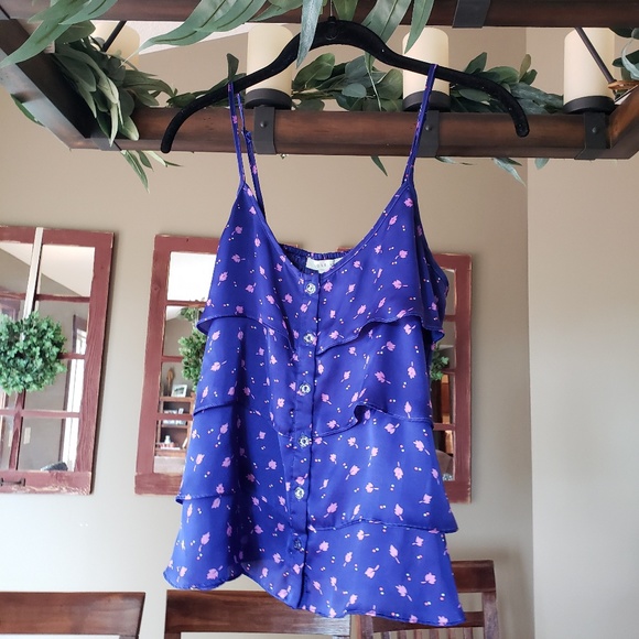 Forever 21 Floral Tiered Cami Blouse Tank Top - Picture 1 of 3